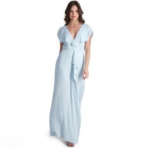BCBG Sky Blue Maxi Dress with Ruffle V-Neck